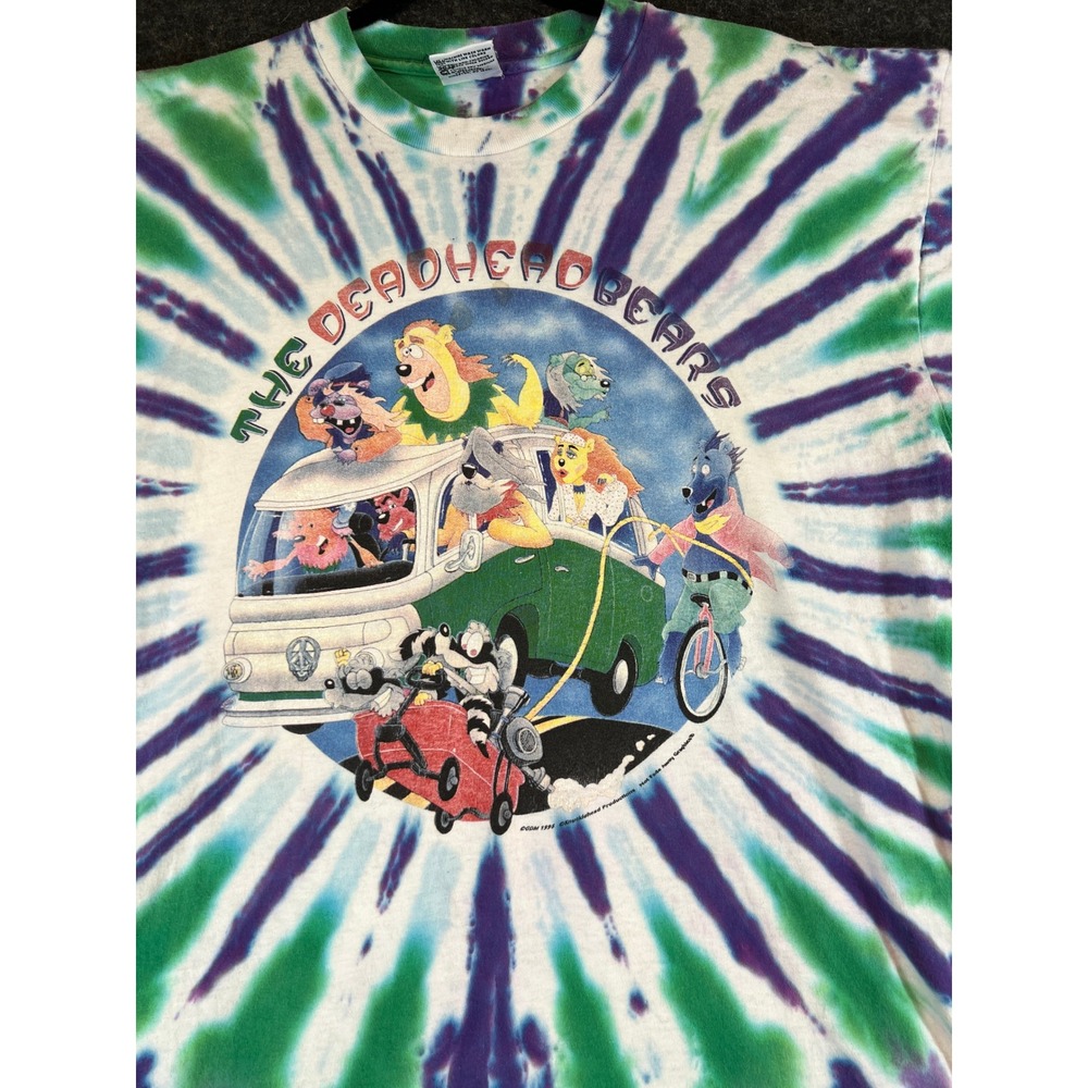 Vintage 90s Grateful Dead Berenstein Bears Tie Dye Shirt Band Tee XL Parody AOP